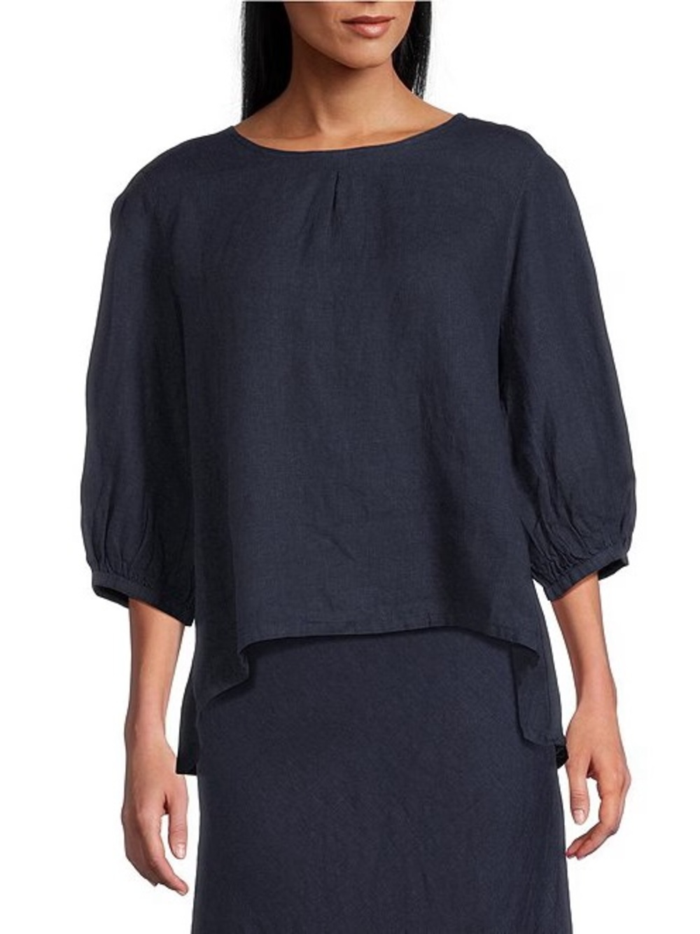 BRYN WALKER- Lucinda Round Neck 3/4 Sleeve Shirt Black Size S